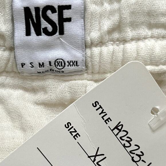 NSF Cotton Muslin Drop Crotch Straight Leg Shailey Pants White Womens XL NWT - Picture 10 of 11